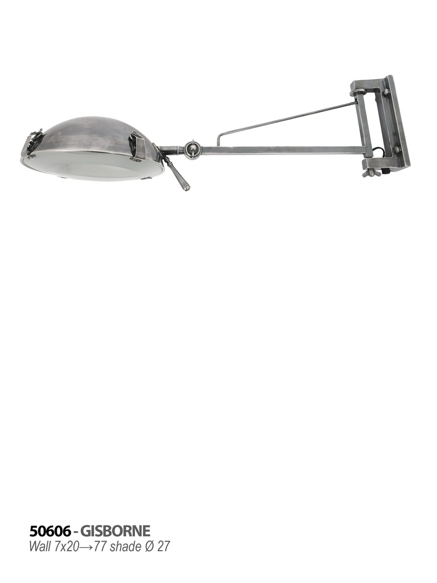 lampa ścienna metal, lampa boczna postarzane srebro, kinkiet na wyśięgniku