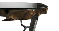 Owalny stół drewna tekowego. Stół na spawanej podstawie.