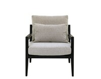 Fotel w stylu skandynawski, fotele w naturalnej tkaninie, czarna rama w fotelach 