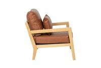 Fotel Vintage, skórzany fotel z drewnianą ramą, fotel styl skandynawski, 