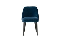 Oscar, niebieskie krzesło do jadalni w welwetowej tkaninie, dostępne również w tkaninach Aquaclean