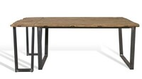 stół z drewna egzotycznego w surowej stali 