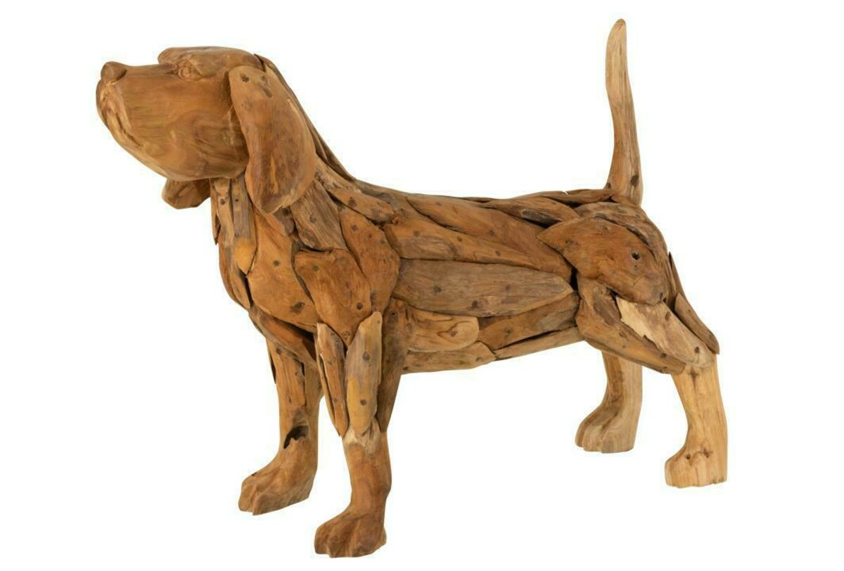 10890 pies figurka z drewna tekowego,  oryginalna