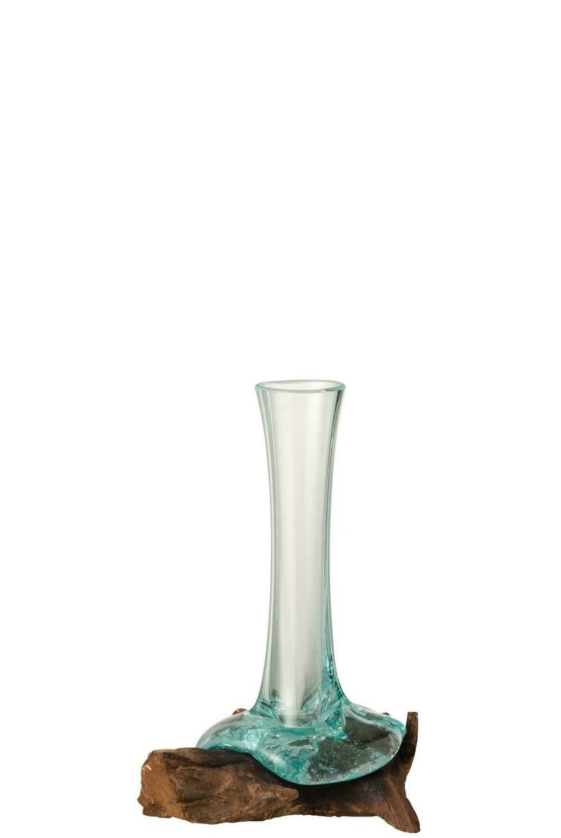 1732 wazon szklany na podstawie z naturalnego drewna egzotycznego Gamal