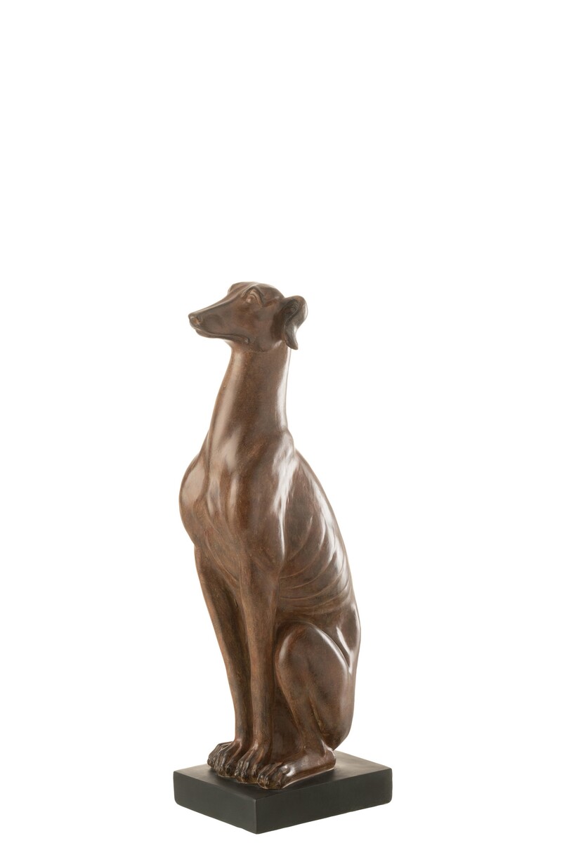 rzeźba brązowy piesek, pies na postumencie