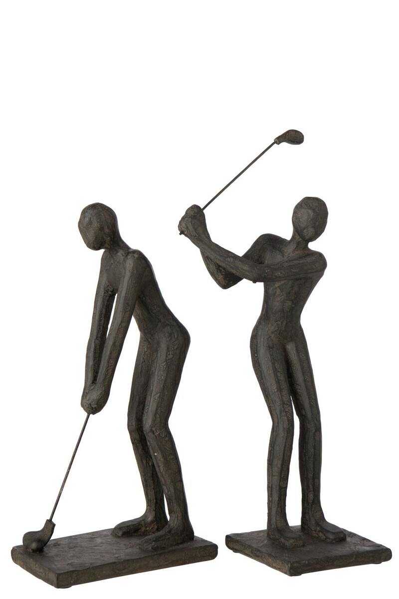 Figurka golfisty z kijem golfowym, czarna rzeźba dekoracyjna na biurko i komodę – Inne Meble Lublin
