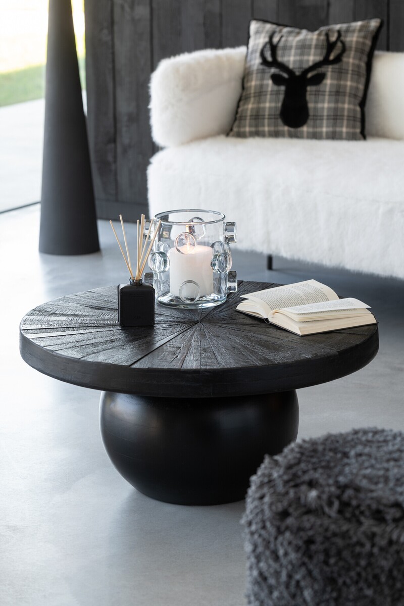 Stolik kawowy na masywnej, kulistej podstawie