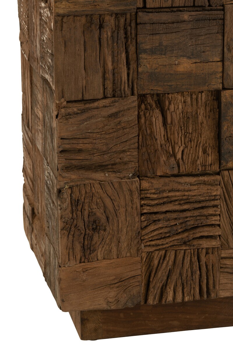 brązowa kolumna z drewna z recyklingu