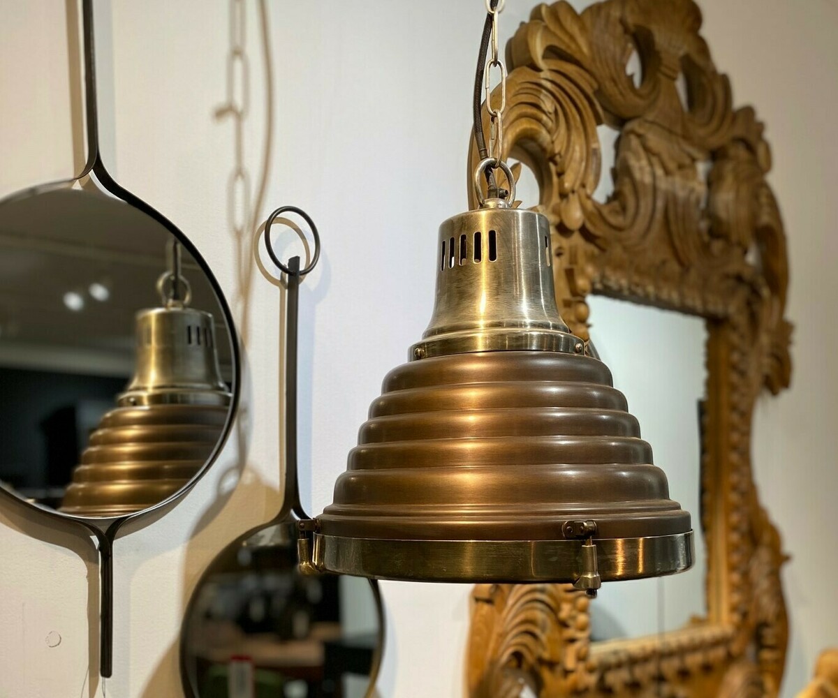 MISTRAL lampa wisząca w kolorze postarzanego brąz, metalowy żyrandol 