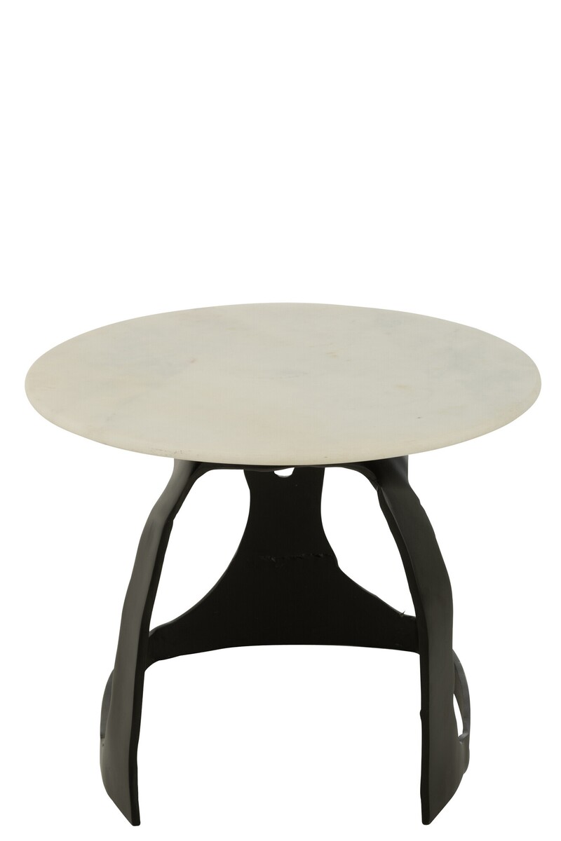 Stolik z czarną konstrukcją rzeźbiarską