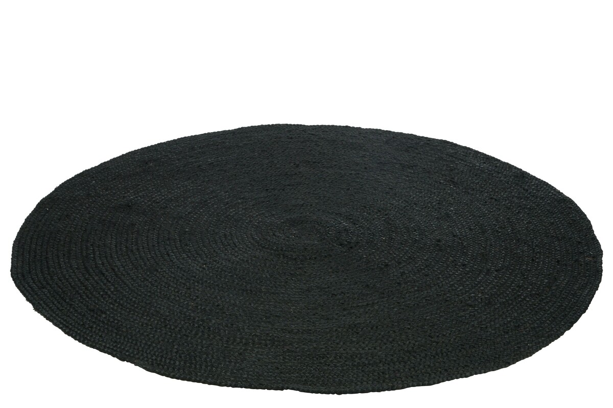 okrągły czarny dywan z juty, nieduży dywanik