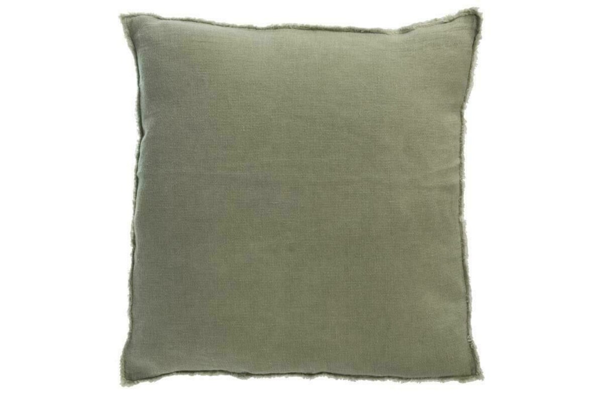 Poduszka dekoracyjna lniana w kolorze zielonym. Poduszka kwadratowa khaki.