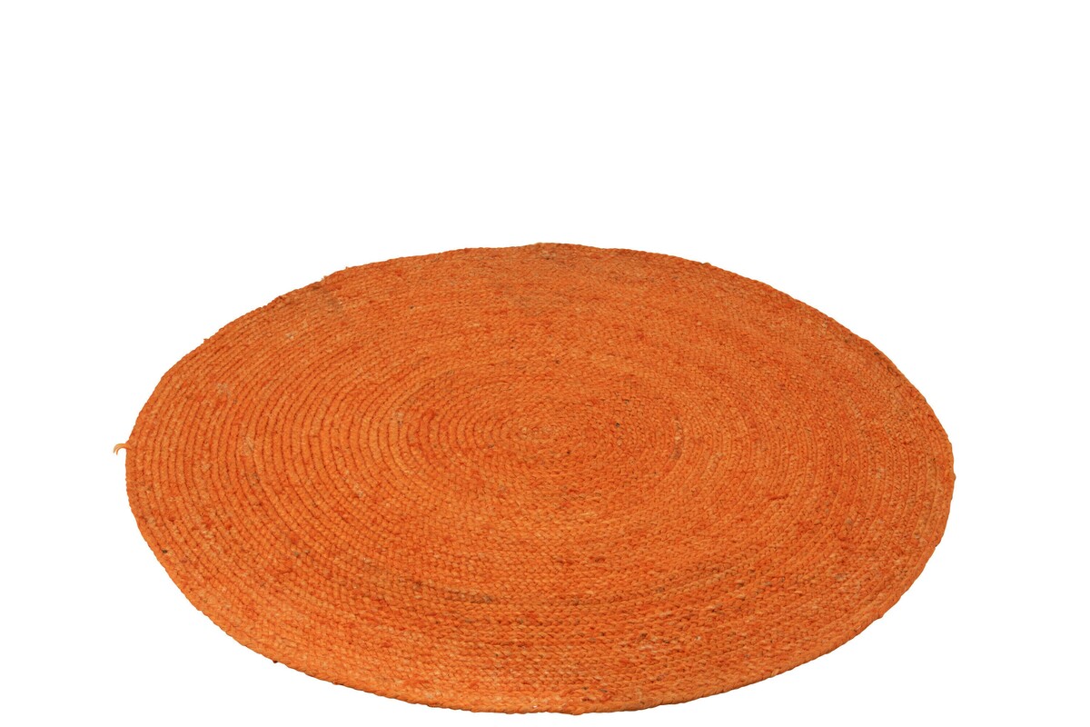 Okrągły dywan juta w intensywnym pomarańczowym kolorze