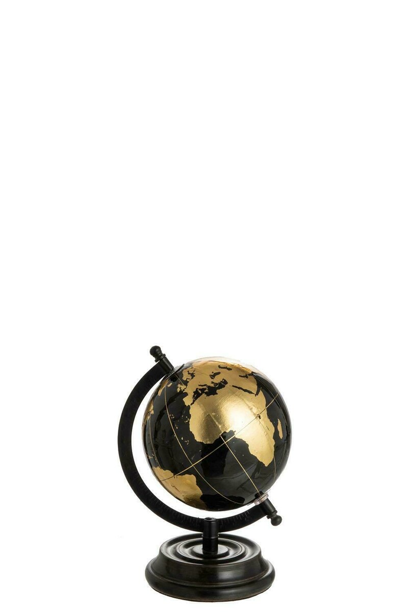Globus dekoracyjny, globus na metalowej podstawie, globus czarno - złoty. Dekoracje do pokoju nastolatka, ciekawe dodatki do domu.