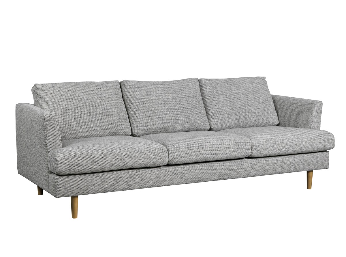Subtelna sofa z wąskimi bokami na wysokich drewnianych nóżkach-kolor drewna do wyboru z próbnika