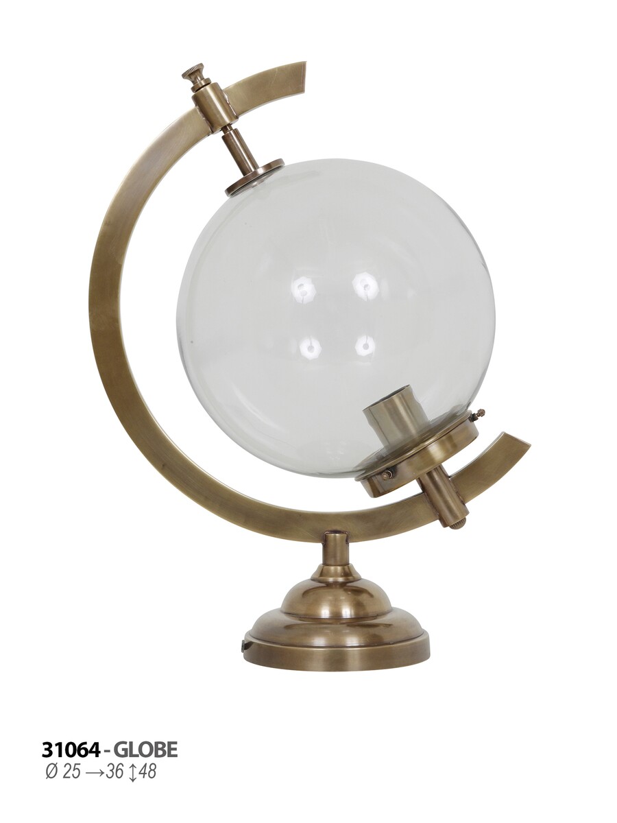 Lampa vintage stojąca- szklany klosz na mosiężnej podstawie