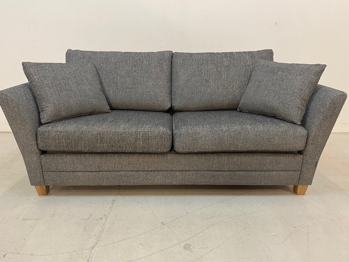 Kanapa z funkcją spania codziennego , mała szara sofa, dekoracyjne poduszki, kanapy do spania MTI