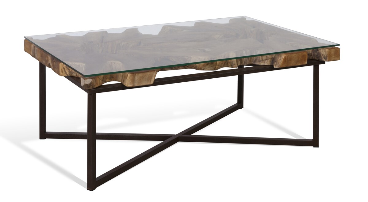 oryginalny stolik niski z blatem z drewna tekowego + szkło hartowane . NA WYMIAR 