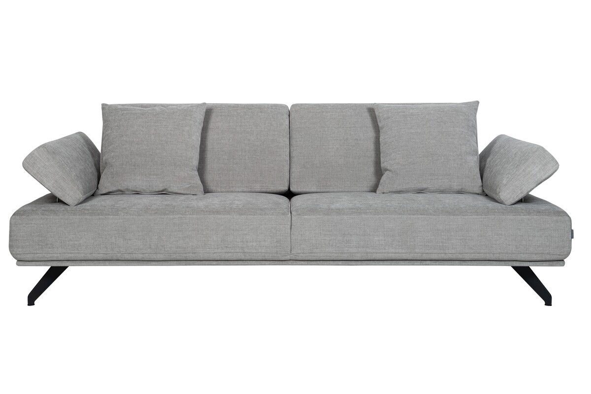Szara sofa 3-osobowa z regulowanymi podłokietnikami