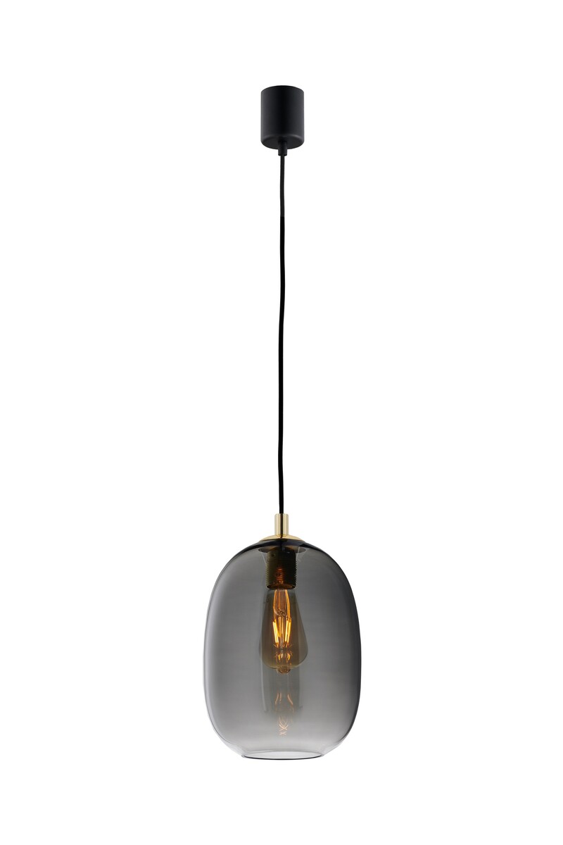 Onyx jednopunktowa lampa z przydymionym, szklanym kloszem
