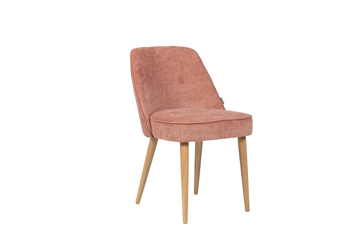 Oscar, różowe krzesło do jadalni-kolor drewnianych nóżek do wyboru z próbnika