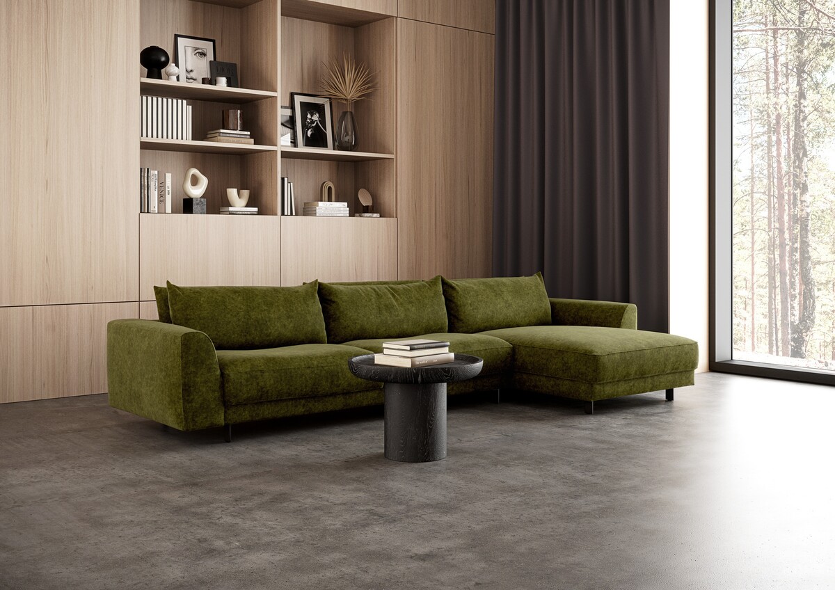 Zielona sofa modułowa Samba. 