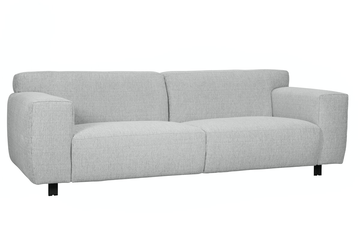 Szara sofa 3-osobowa na metalowych czarnych nóżkach