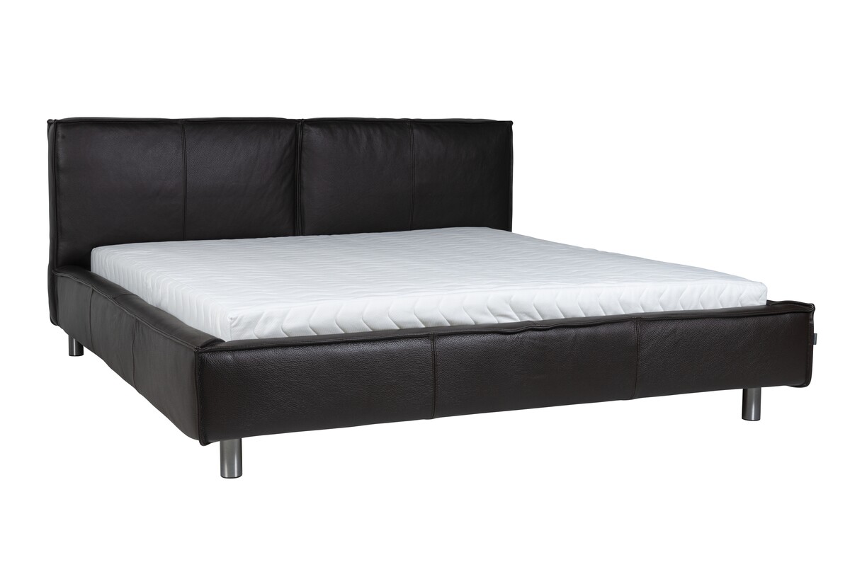 Czarne skórzane łóżko Vesta Bed