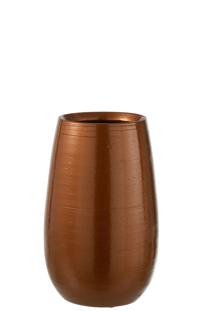 Wysoka osłonka ceramiczna w miedzianym kolorze, miedziany wysoki wazon