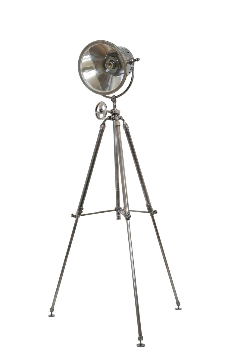 duża lampa podłogowa srebrna, lampy metal srebro podłgowa, lampa trójnóg reglektor metal , oryginalne lampy podłogowe PARAMOUNT-59917