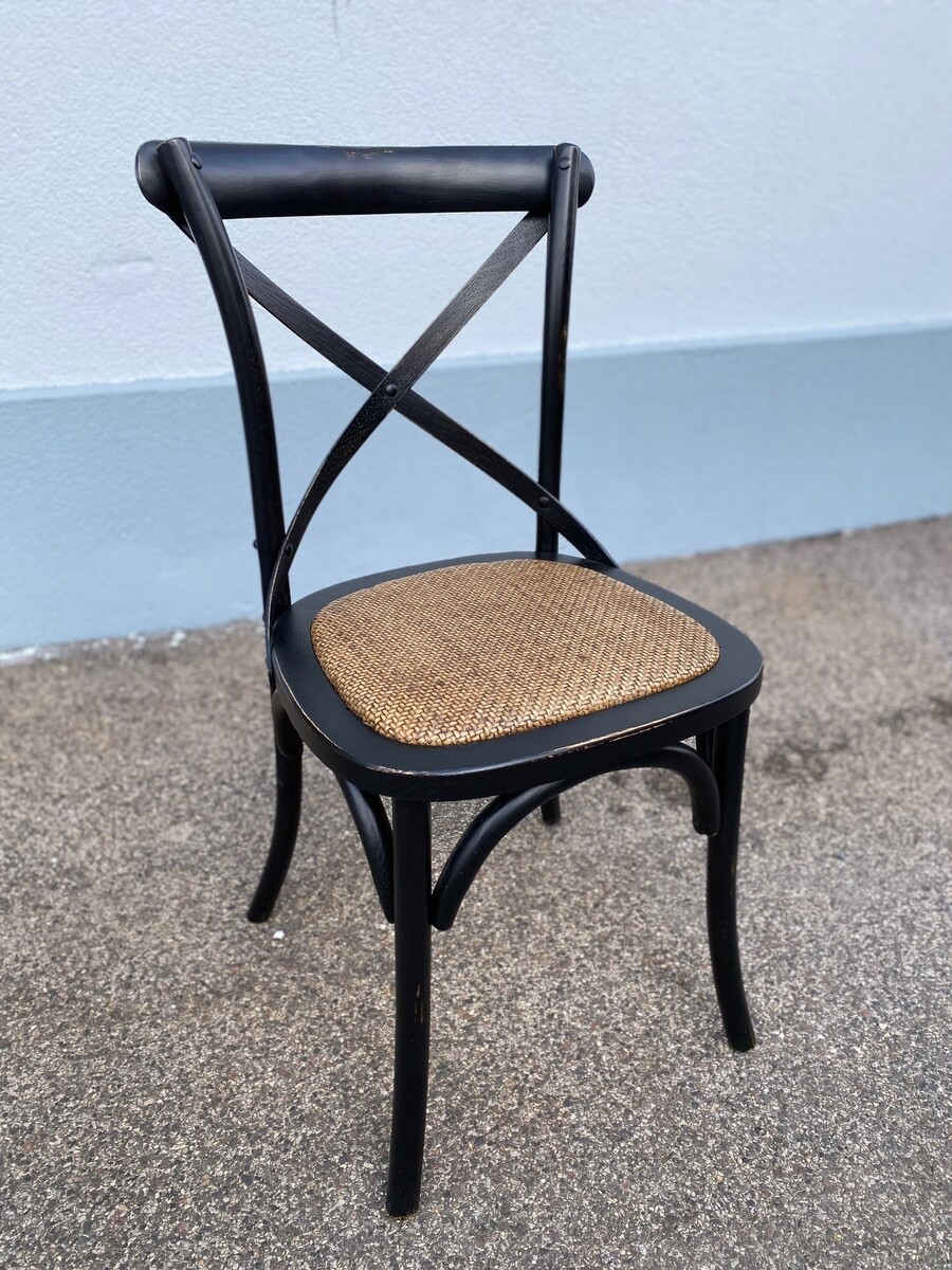 krzesło fotel  MOMA czarne, ratanowe, gięte