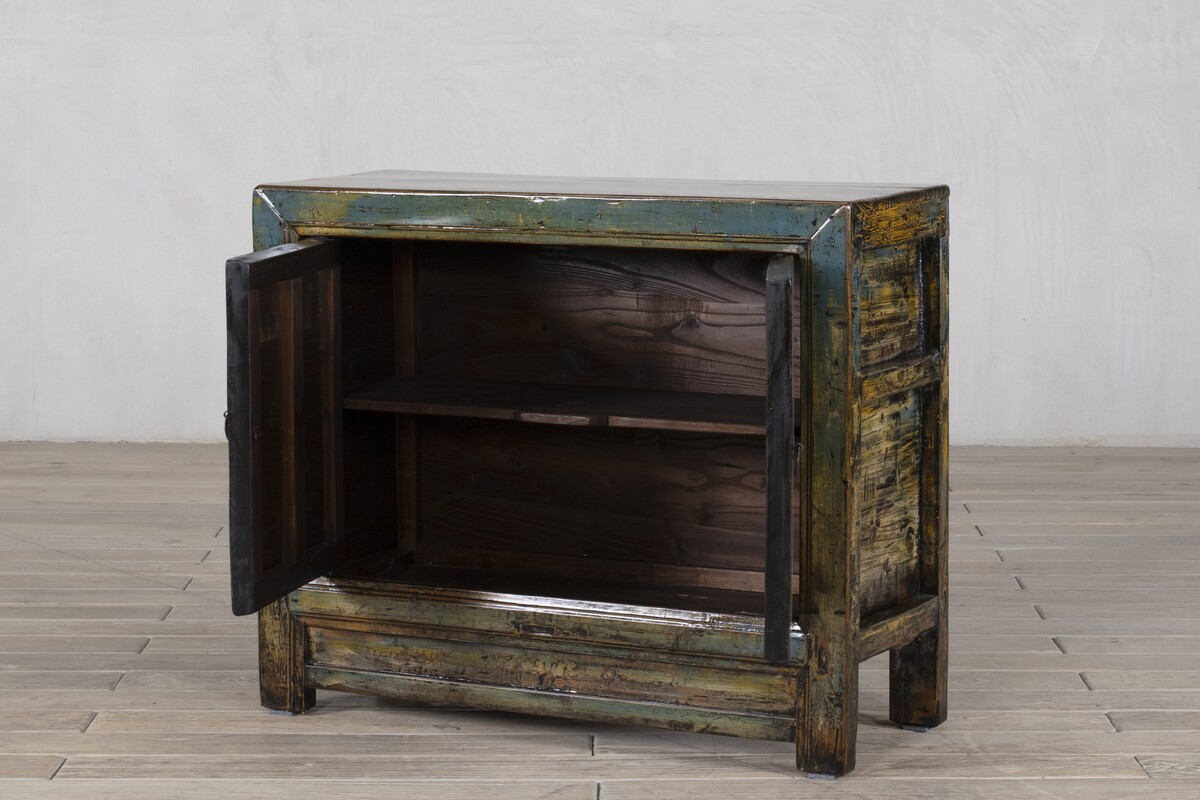 meble z odzysku, malowana wielokolorowa szafka z drewna egzotycznego M-37  TA18-7761-101-40-84 (10)