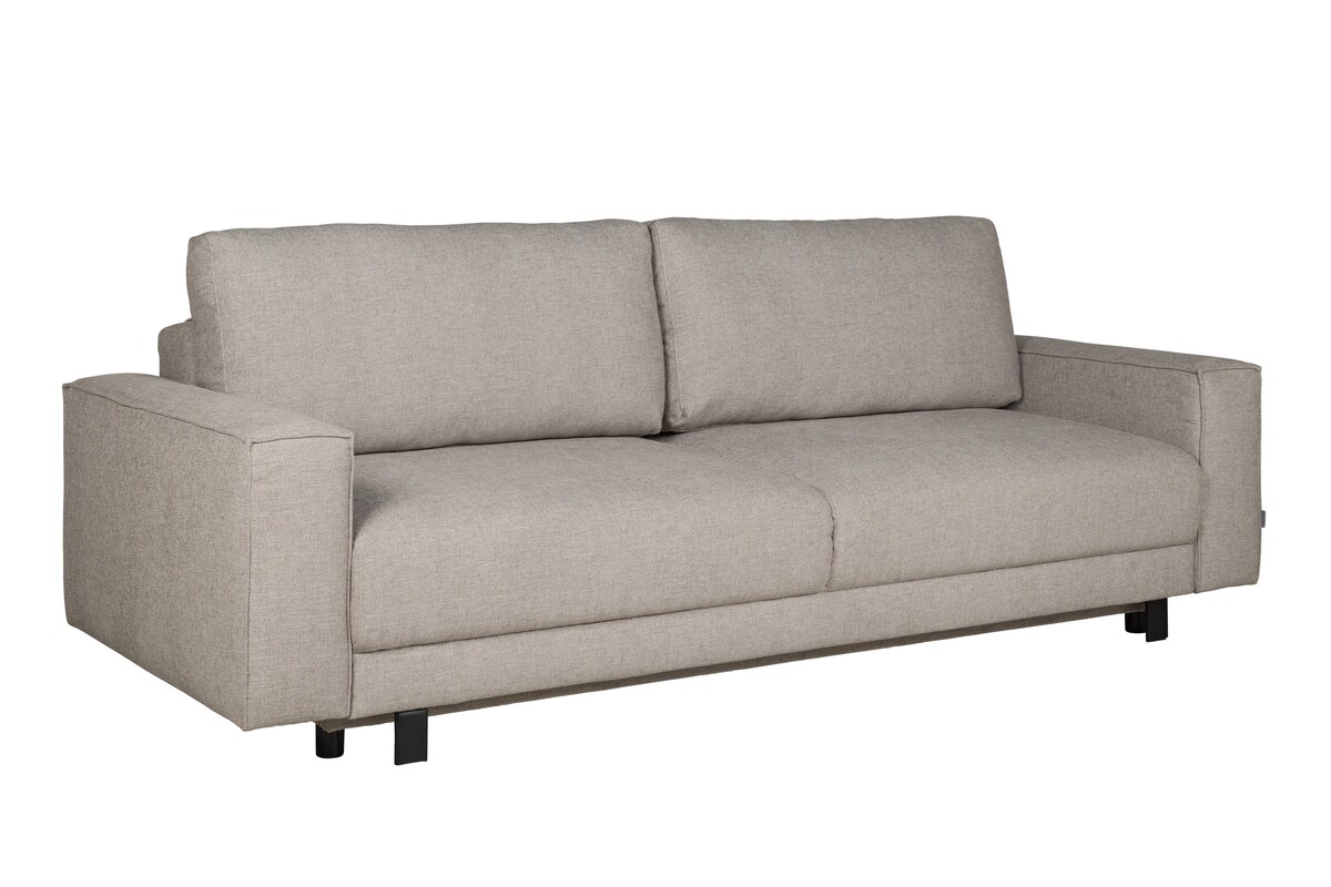 Beżowa sofa, kanapa rozkładana, sofa do salonu, sofa tapicerowana,  kanapa trzyosobowa, sofa minimalistyczna, sofa na czarnych nóżkach