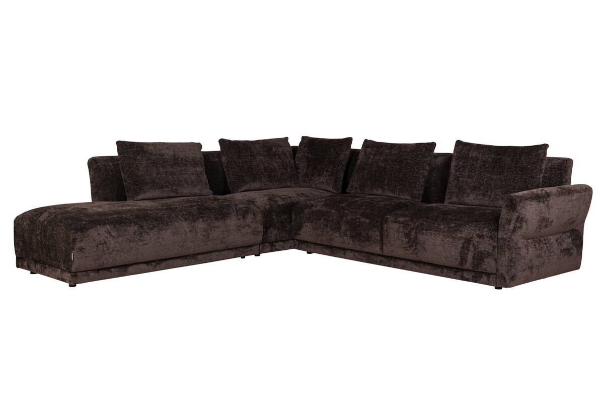 Elegancka sofa modułowa w głębokim, czekoladowym odcieniu brązu