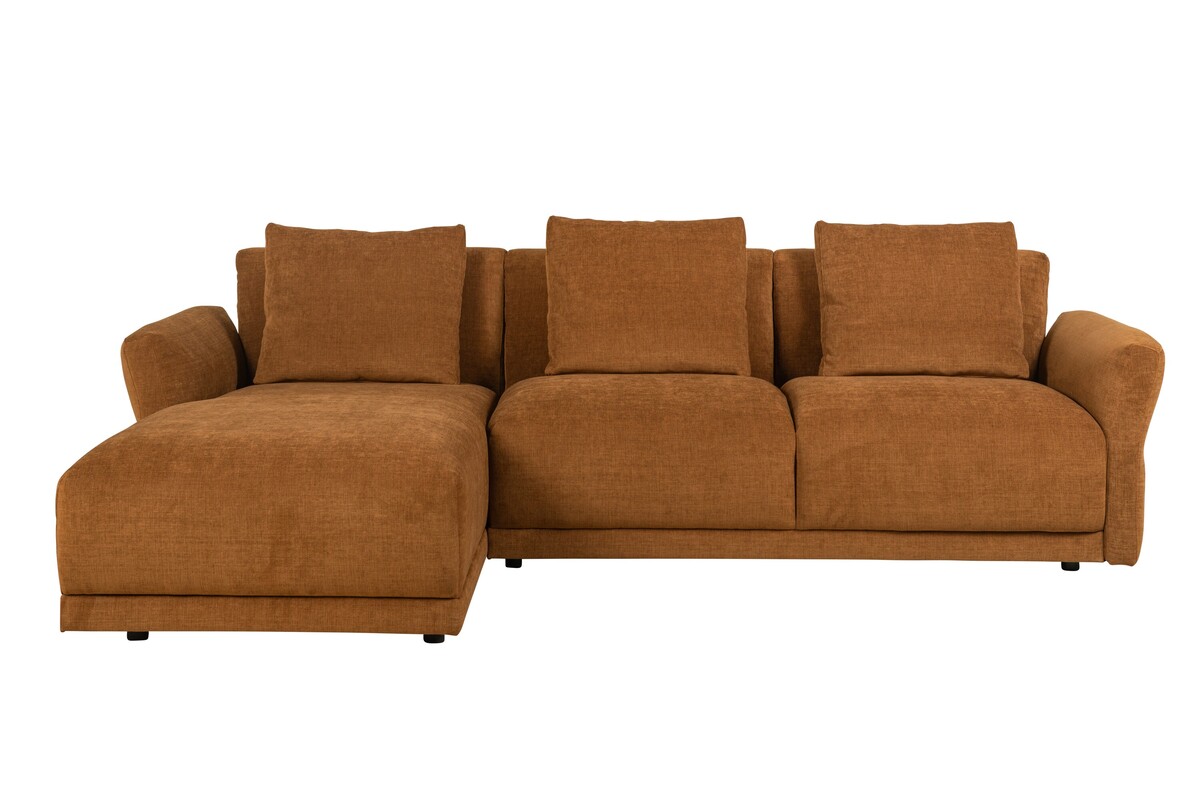 Karmelowy, modułowy narożnik do dużego salonu