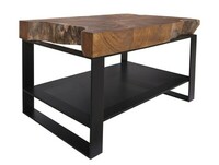 stolik niski, pomocnik z drewna tekowego i stali. półka z blachy. Meble na wymiar wg. projektów indywidualnych 