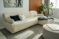 narożnik Dundee, jasna sofa modułowa, narożnik z modułów, sofa z szezlongiem, zaoblona kanapa,
