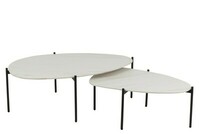 Niski stolik kawowy z blatem kamiennym, stolik na metalowej podstawie. Elegancki stolik do salonu.