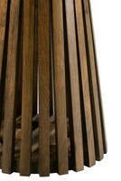 Stolik na jednej nodze z drewnianym blatem i lamelami