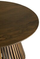 Brązowy drewniany stolik, stolik z lamelami, 