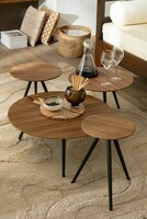 Drewniane stolik okrągłe, komplet stolików kawowych, 