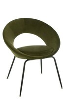 okrągły fotelik zielony, metalowe nogi, designerski ikoniczny kształt, 5010