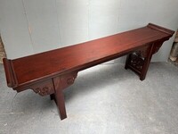 Konsola drewniana na pięknie rzeźbionych nogach, konsola z litego drewna, unikatowy orientalna ławka 