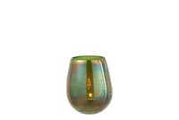 Lampion zielono-brązowy, szklany lampion dekoracyjny