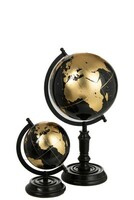 Globus dekoracyjny, globus na metalowej podstawie, globus czarno - złoty. Dekoracje do biura, dodatki do biura.