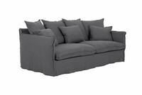 Ciemnoszara sofa 3-osobowa z francuskim przeszyciem