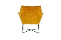 Niepikowany, żółty fotel Egon z dekoracyjny szwem  na krawędziach