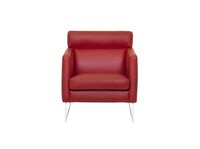 Fotel Degano w naturalnej skórze licowej, elegancki, oryginalny czerwony kolor, zaprojektowany tak, aby pasował do szerokiej gamy przestrzeni i miejsc.