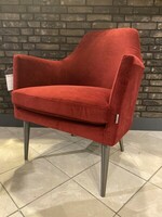 Elegancki fotel, ciekawy czerwony fotel do pokoju, tkanina Aquaclean