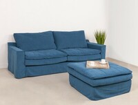 Niebieska sofa  Kibo 2,5 z pufem